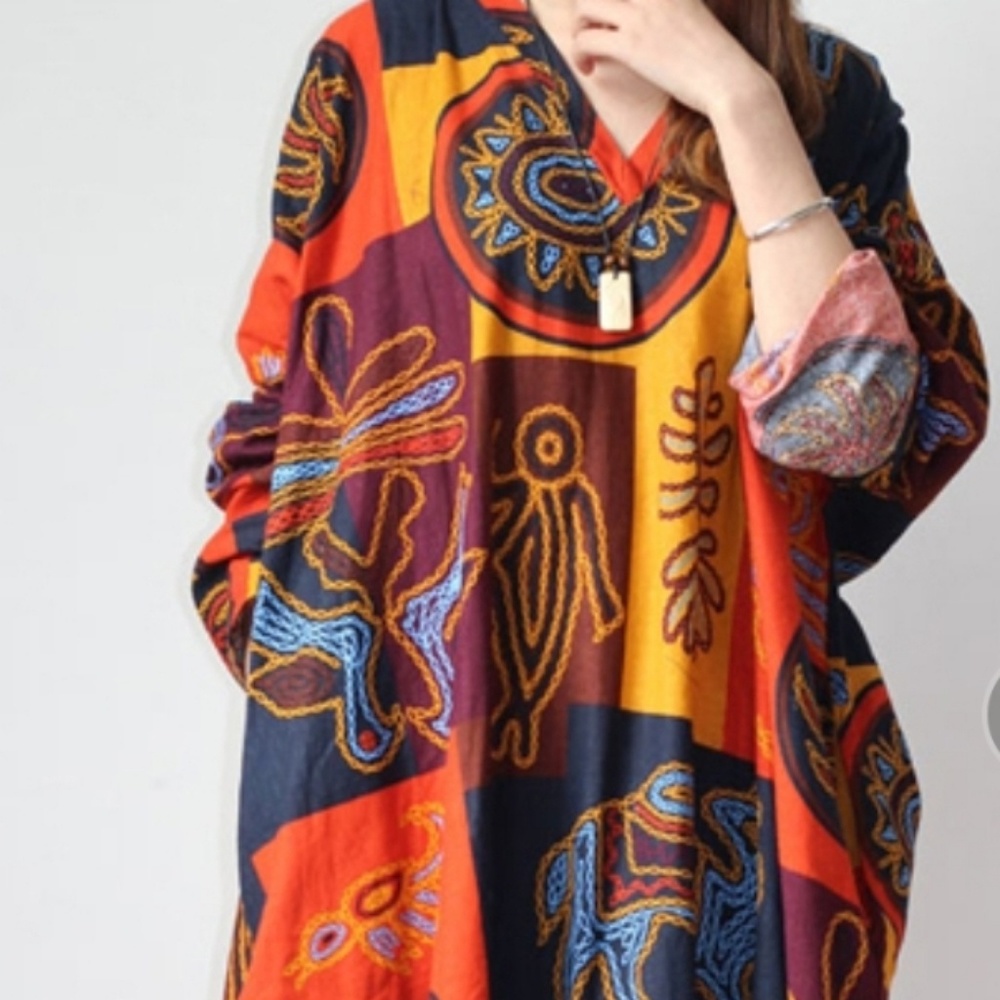 1 LEFT BOHO MAXI BATWING DRESS w/pockets SZ 2X-5X